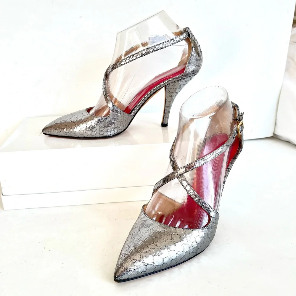 Kate Spade silver snakeskin heels 7.5